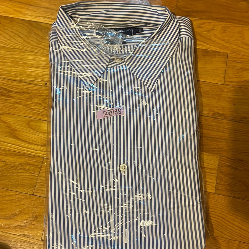COPY - Striped Blue Ralph Lauren Dress Shirt - 17.5-34
